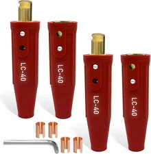LC-40 PRO Series Welding Cable Connectors Set (4-Pack) (Red)