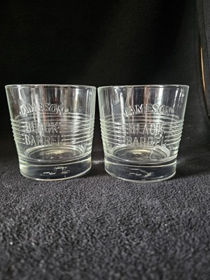 Set of 2 Jamesons  Jameson Black Barrel Drink Glasses Lowball Whiskey 3.5'' Tall