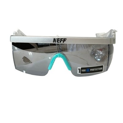 Neff Wrap Around Metallic Silver Teal Nose Guard Shield Shades UV400 NEW