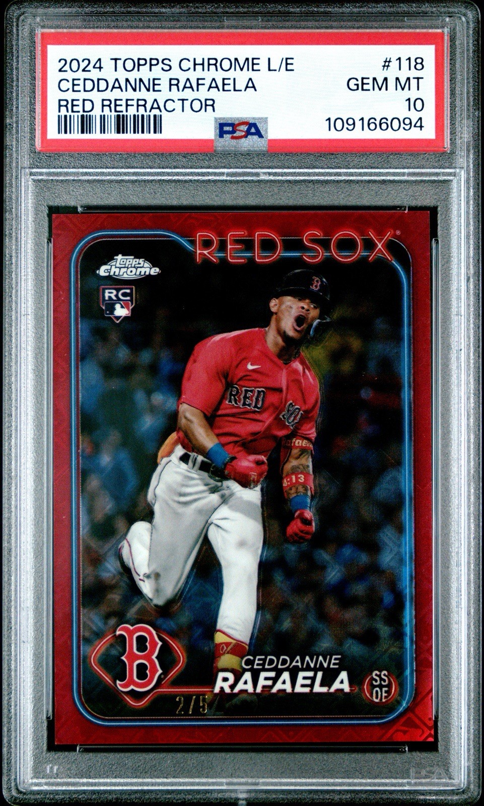 2024 Topps Chrome Logofractor Edition Ceddanne Rafaela #118 Red Refractor /5 RC