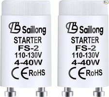 2 Pack White Fluorescent Starter for Use with 4-40W Fluorescent 2 F S-2/S2