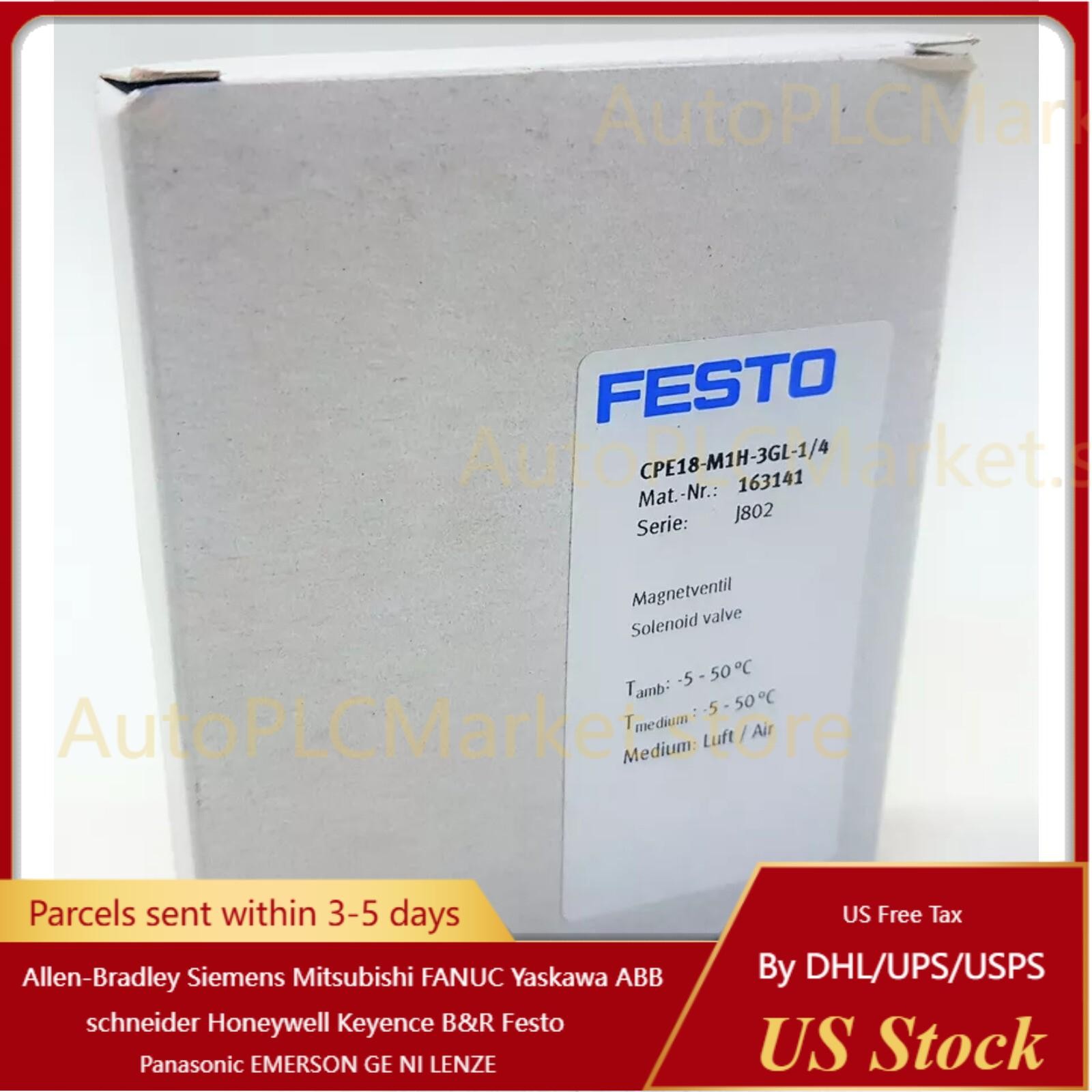 US FREE TAX New FESTO CPE18-M1H-3GL-1/4 163141 Solenoid Valve