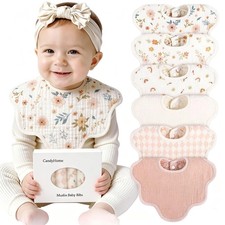 Muslin Bibs for Baby Girl Boy 6 Pack, 100 Cotton Extra Soft Absorbent Bandan...
