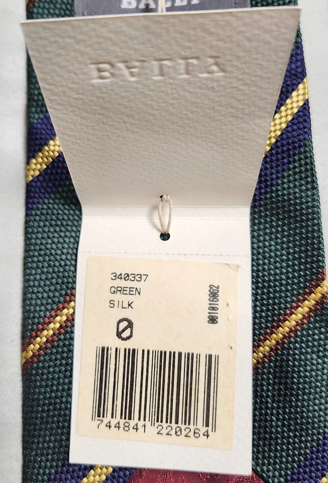 Lote de 2 Corbatas Bally 100% Seda Diseño Multicolor Rayas Hechas en Italia Foto 4 de 4
