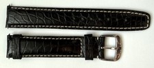 Jacques Lemans Genuine Black Alligator Strap Band Bracelet with Buckle 19mm NOS