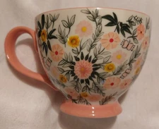 Potter's Studio Pink/Floral Trimmed 12 OZ Tea Cup