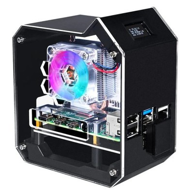Waveshare Mini Tower NAS Kit for Raspberry Pi 4B Support Up to 2TB M.2 SATA SSD