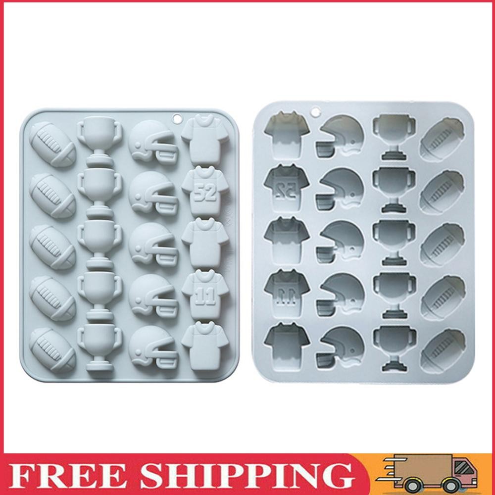 Silicona Rugby Trofeo Casco Jersey Chocolate Molde para Ice Cube Candy (Gris)