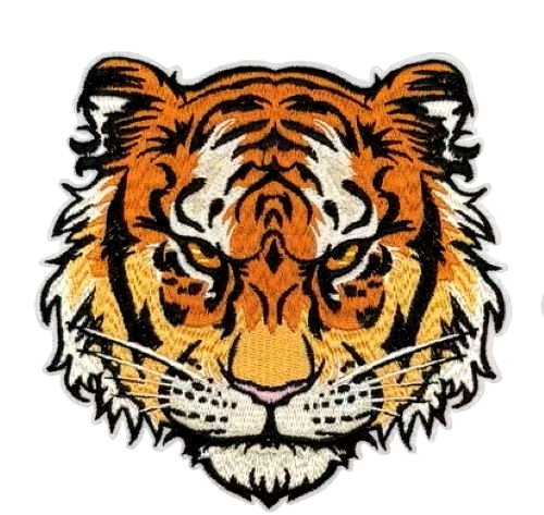 Large Tiger Head Embroidery iron on patch 5 x 5 inch