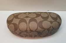 COACH Glasses Case ONLY Signature Hard Clam Shell Eye Sunglasses Brown-MINT