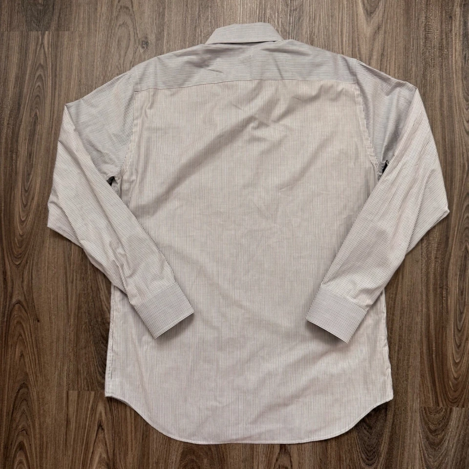 Camisa de vestir Canali para hombre a rayas finas Italia 41 16 algodón con botones de lujo Foto 3 de 4