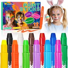 Face Paint Sticks for Kids 12 Colors, Washable Face Painting Crayons for Chil...