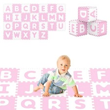 26 PCS 12.5" x 12.5" Interlocking ABC Play Mats w/Detachable Letters for Kids