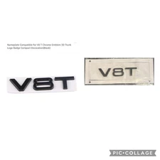 Nameplate Compatible for V8 T Chrome Emblem 3D Trunk Logo Badge