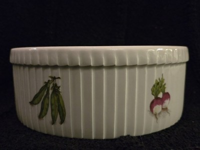 Vintage Bonjour Pillivuyt Ceramic Round Casserole France 8'' Souffle