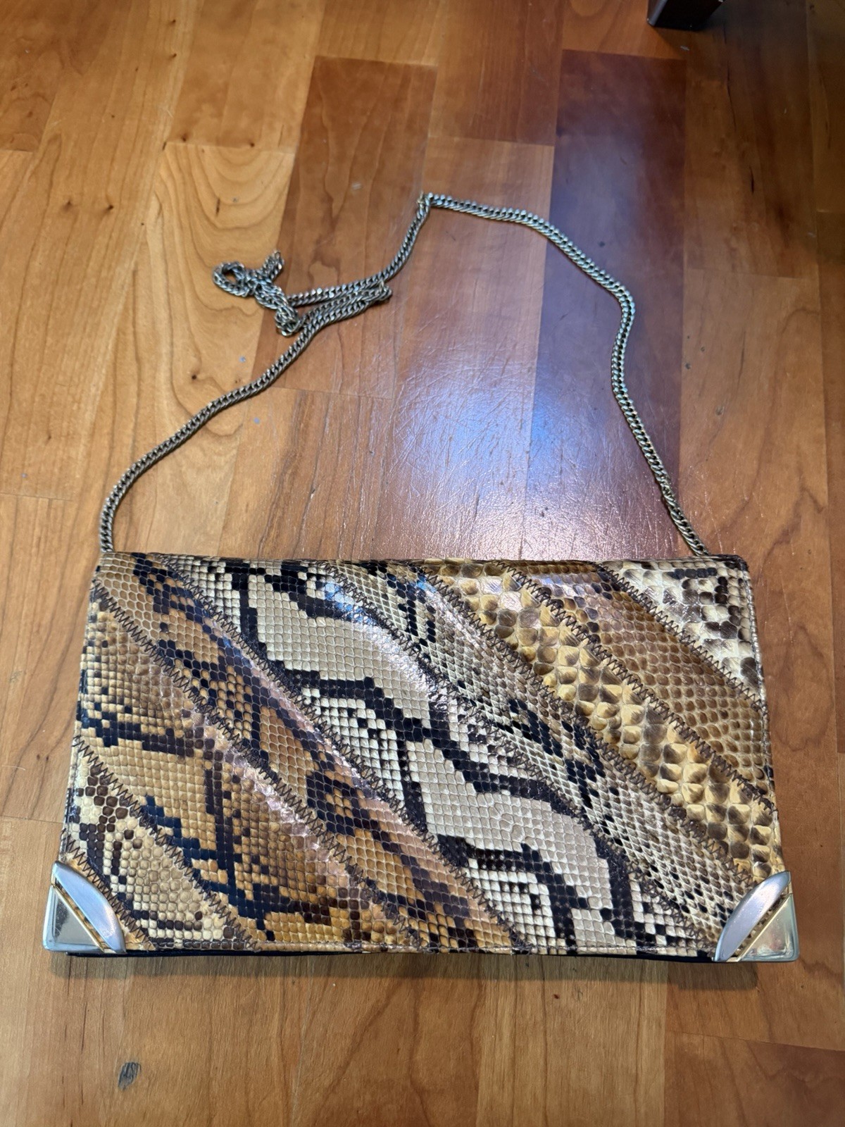 Throwback Clutch/Crossbody Python Skin 70s 80s Ba… - image 3