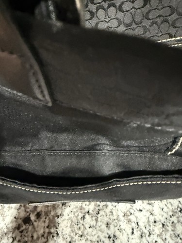 COACH Soho Tote Signature Monogram Black Leather/Canvas Satchel Y2K EUC - Picture 4 of 13