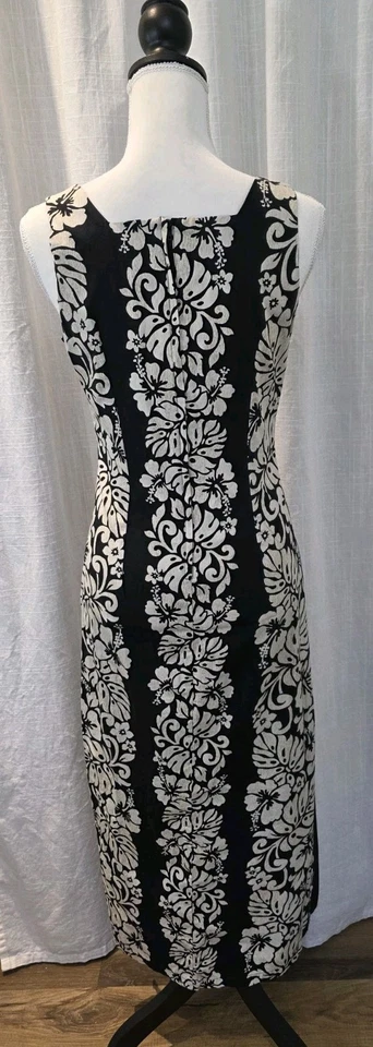 Vintage Royal Creations Black White Floral Sleeveless Hawaiian Maxi Dress Size M - Image 4 of 4