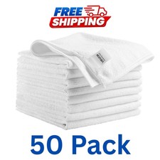 50 Pack Microfiber Cleaning Cloths 12x12 White Lint Free Scratch Free Towels