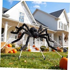 236'' Big Spider Web Halloween Decor 70'' Huge Spider for Roof with 236 inches