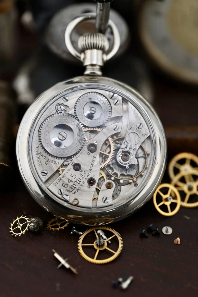 Waltham 21j 16s 645 Rail Road Grade Pocket Watch Display Salesman Case Serviced! - Image 2 of 4