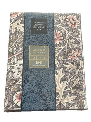 New Morris & Co King Duvet Set Double Bough Heather Purple Plum Floral 3 pc