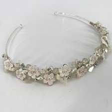 Bridal headband flowers rhinestones pearls silver Y2K Davids Bridal
