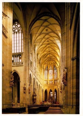 AK Prague, Czech Republic   St. Vitus Cathedral Interior   Vintage Postcard   Us