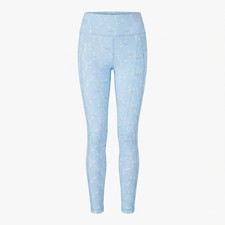 LoveShackFancy Girls Blue Bow Ribbon Print High Rise Leggings Size Large