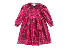 Laura Ashley Mother  Child Red Corduroy Floral Dress 7-8 Yrs Holidays 90's
