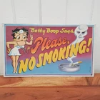 Vintage Betty Boop Says Please No Smoking Metal Sign 14.75x8.5" Cabarga 1991 USA