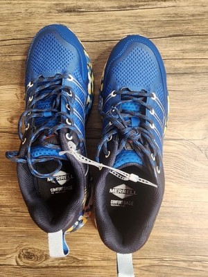 Merrell Men's Moab Flight Carbon Fiber Work Shoes. Blue-Jacquard Upper Size 8.5.