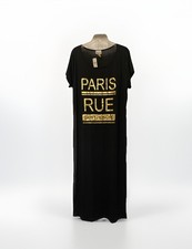 Caron Sport Paris Rue Saint-Honoré Maxi T-Shirt Dress NWT XL Black Gold