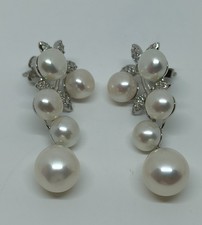 ORECCHINI IN ARGENTO 925 FANTASIA ZIRCONI E PERLE TONDE VERE (AMFO0477)