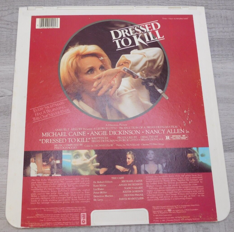 Dressed to Kill Angie Dickinson RCA selectavision vintage eBay