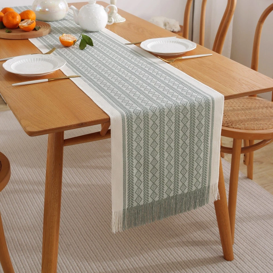 Enova Home Modern Polyester Farmhouse Table Runner with Tassel for Dinning Table - Image 2 of 4