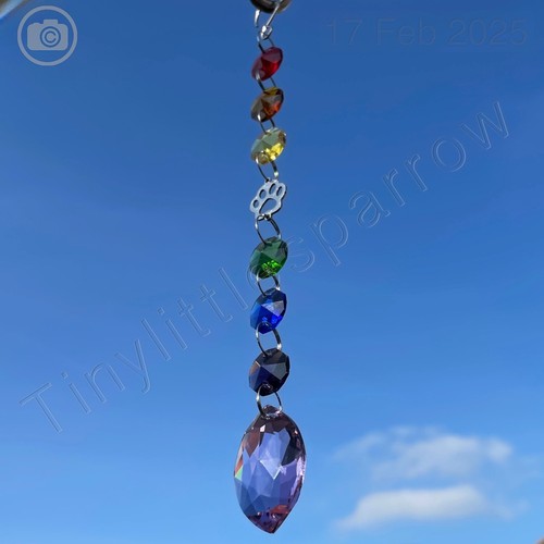 New Sun Catcher Pet Loss Memorial Keepsake ~ Rainbow Bridge Glass Beads and Paw - Picture 4 of 24