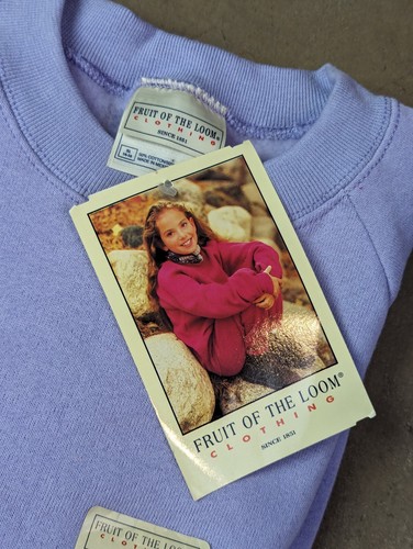 Youth XL Fruit Of The Loom Blank Sweatshirt Purple NOS - Picture 2 of 7