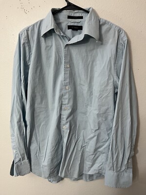 Express Stretch Fitted Solid Button Shirt Blue Dress Shirt Adult Medium  Mens | eBay