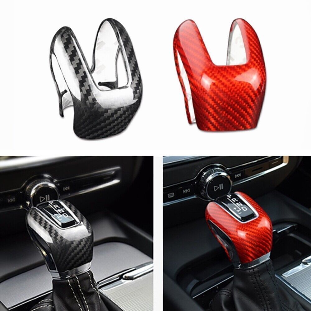 Red Carbon Fiber Gear Shift Knob Cover for Volvo S60 S90 XC60 2018-2020