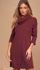 NWT Lulus Tea Reader Burgundy Sweater Dress Size Small