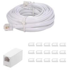 20 Feet Long Telephone Extension Cord Phone Cable Line Wire with Standard RJ1...