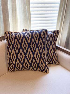 Soho Loft Jute Fabric Purple Diamond Print Pillow Set Of