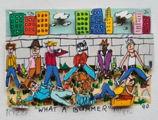 James Rizzi 3D Hand Signed Original Mini WHAT A BUMMER 1990 PoP ART New York