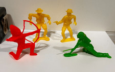 VTG SET OF 4 COWBOYS AND INDIANS BRIGHT COLORED 3" FIGURES MARX, LIDO