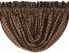 Balloon Valance Brown Cotton Plaid Country Farmhouse Style 15" Long Prescott