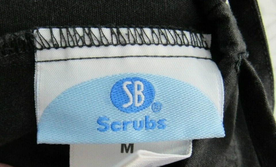 Pantalones Exfoliantes SB Talla M Negros Cordón Cintura Bolsillos Carrera Trabajo Médico Foto 2 de 3