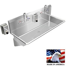 HAND SINK INDUSTRIAL MULTISTATION BASIN 2 USERS 48" STAINLESS STEEL MADE IN USA