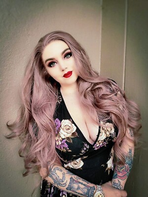 22” PINK NATURAL STRAIGHT LACE-FRONT WIG *NEW* Pink Wig - Lace Front Wigs With Baby Hair – Ishow Hair main image 3