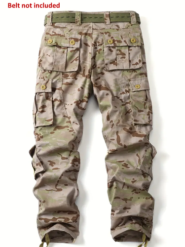 MEN'S CAMOUFLAGE CARGO PANTS Relaxed Fit DESERT CAMO Army Hunting Casual SIZE 34 - Picture 3 of 8